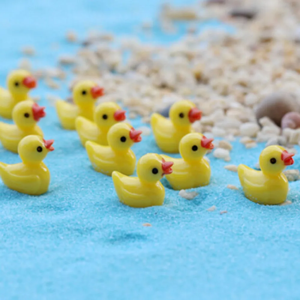 10 Pcs Miniature Mini yellow duck Resin Crafts For Dollhouse Fairy Garden Home plants Decoration Free Shipping