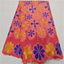 5 ярдов швейцарская кружевная ткань последняя Тяжелая вышитая бисером Африканская Хлопковая ткань швейцарская вуаль кружева популярный Дубай Стиль