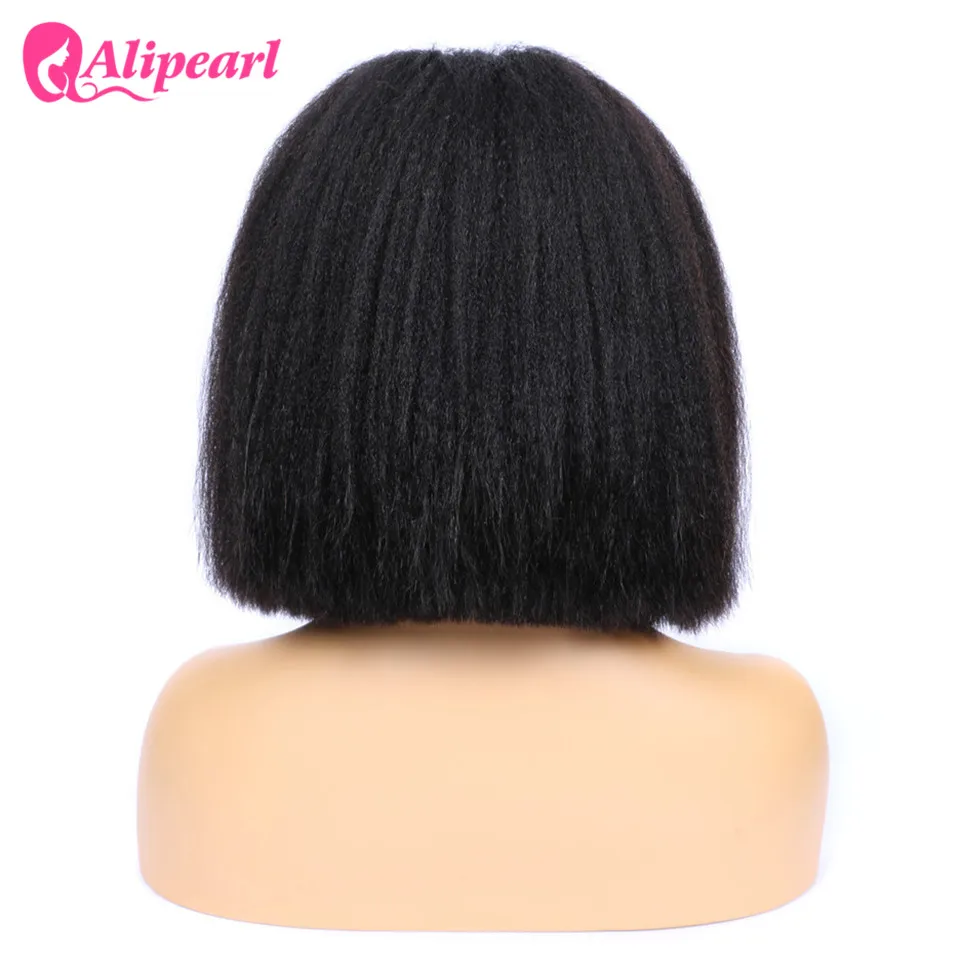 Perfect 13x4 Yaki Short Bob Lace Front Human Hair Wigs Brazilian Bob Lace Front Wigs Kinky Straight Wig For Black Women AliPearl Hair 6