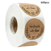 500 шт/рулон 1 ''натуральные крафт оливковые ветки ручной работы с любовь наклейки праздничные украшения для дома наклейки круглые