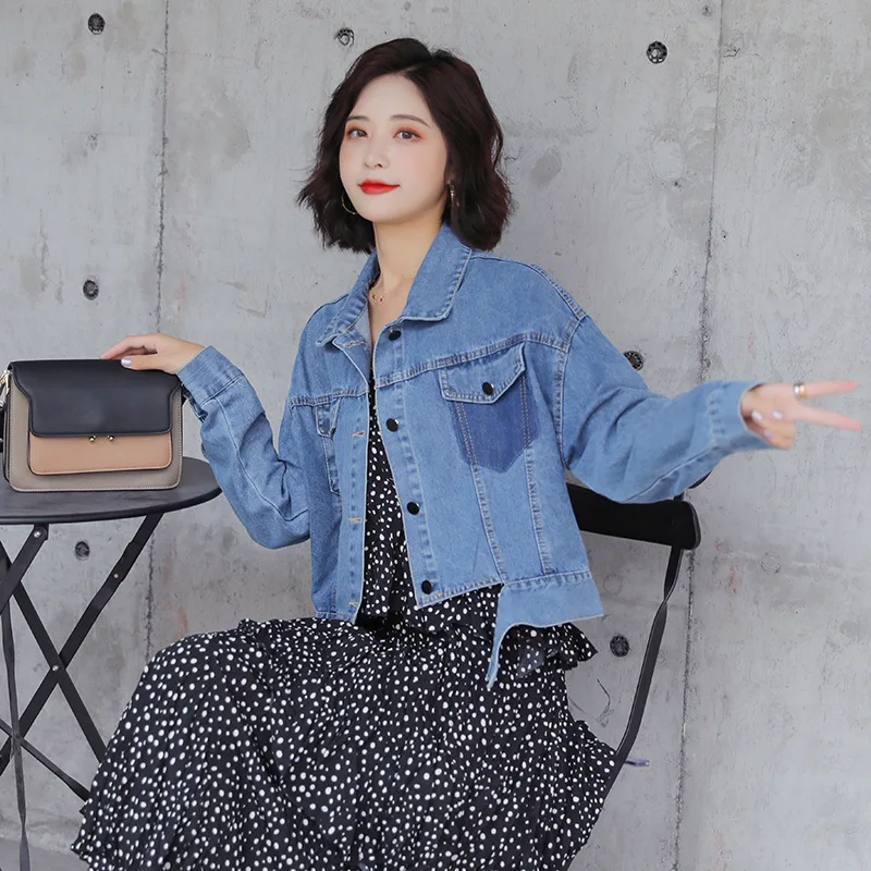 

2019 New Style Korean-style Popular CHIC Jeans Coat WOMEN'S Dress Short Loose-Fit Long Sleeve Casual Jacket