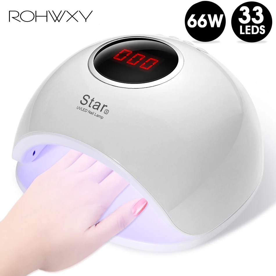 Сушилка для ногтей ROHWXY 66 Вт сушки всех гель лаков ледяная лампа с ЖК дисплеем