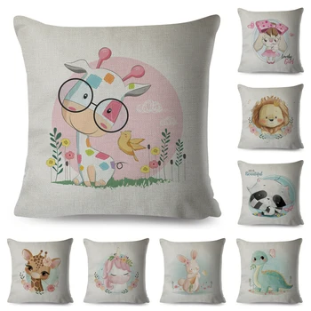 

Nordic Cushion Cover for Kids Room Sofa Home Decor Cute Cartoon Dinosaur Unicorn Rabbit Pillow Case Decor Animal Pillows Covers
