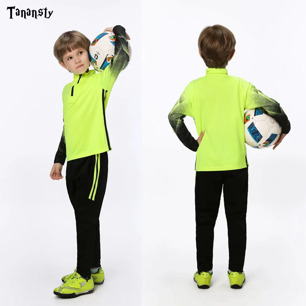

New Boys Soccer Tracksuit 2 Pcs Half-zip Kids Football Training Jacket Child with Pants Soccer Jersey Set Fall Winter sportswear