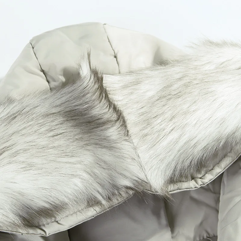 Зима утепленное пуховое пальто с мехом 90% белый пуховик Женская куртка-пуховик с капюшоном для женщин