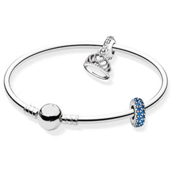 

NEW 100% 925 Sterling Silver Brand New 1:1 Glamour Noble Crown Bracelet Set Elegant Temperament Ladies Bracelet Set