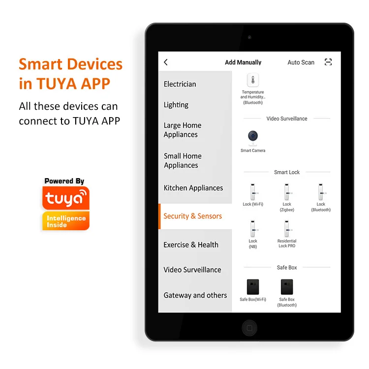 NEW-Tuya App Bluetooth Smart Electronic Door Lock wifi Adapter Gateway Remote Co