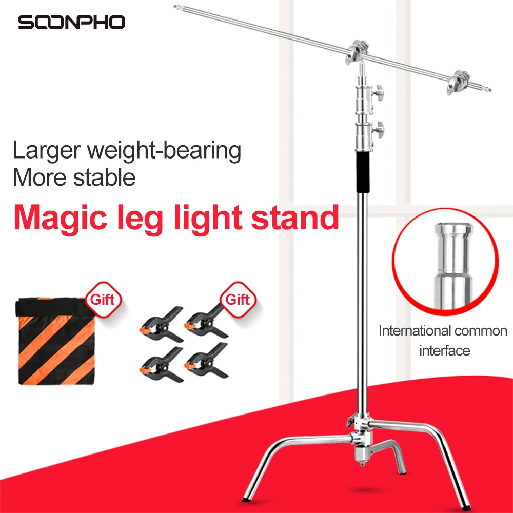 Soonrestaurant C Stand Heavy Duty 100% Metal Max 10.8Ft/330Cm Con 4.2Ft/128Cm Braccio Di Tenuta Supporto Leggero Regolabile Braccio Braccio Impugnatur