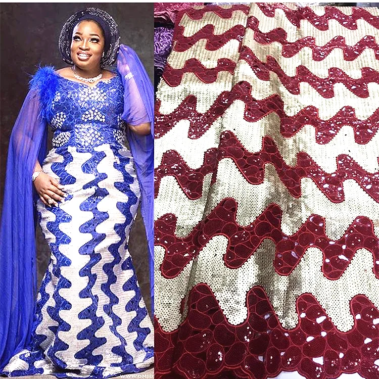 

African Organza Lace Fabric High Quality French sequins Lace Fabric 2020 Embroidery Nigerian Lace Fabric For Wedding