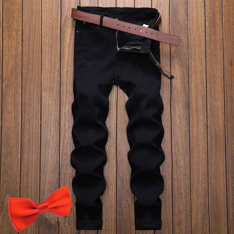 Весенние мужские рваные джинсы обтягивающие однотонные белые черные Стрейчевые