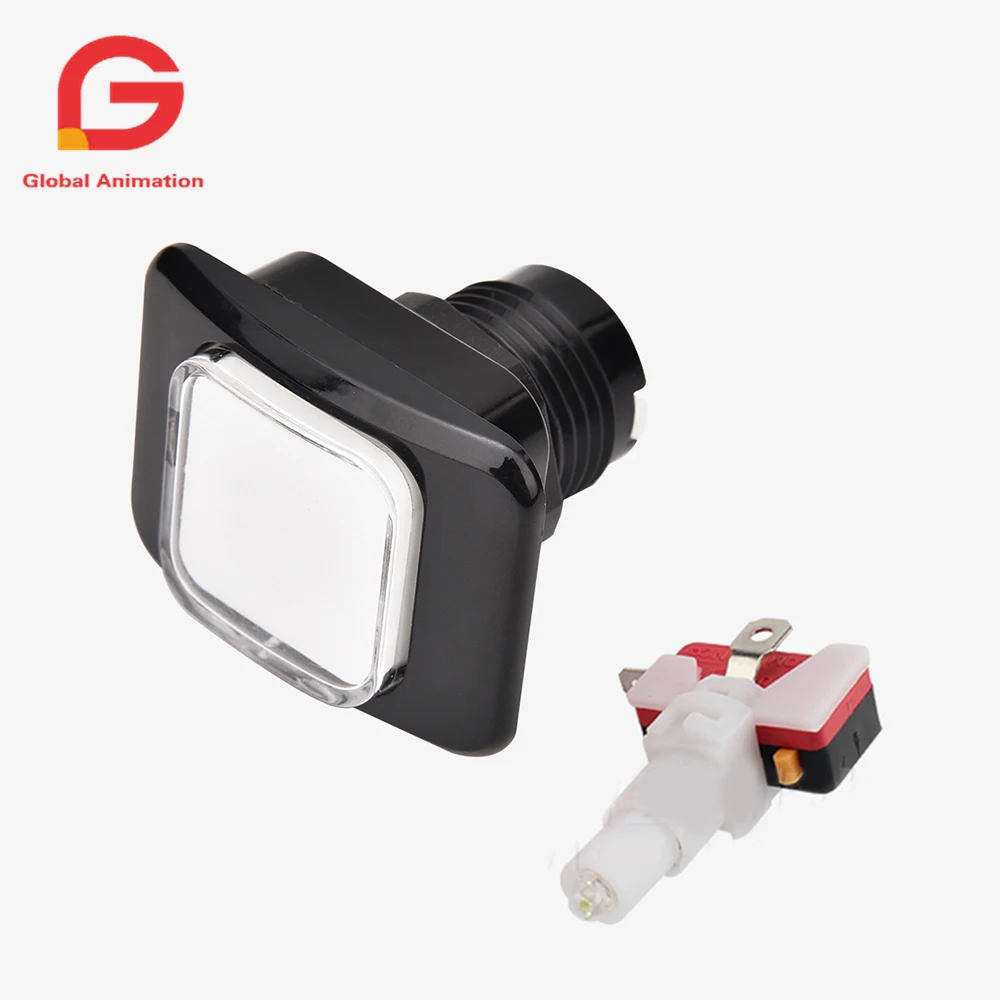 Pulsante Quadrato Illuminato A Led Con Microinterruttore Per Console Per Videogiochi Da Gioco Arcade Machine Kit Jamma Parti Lampada 12V 33Mm