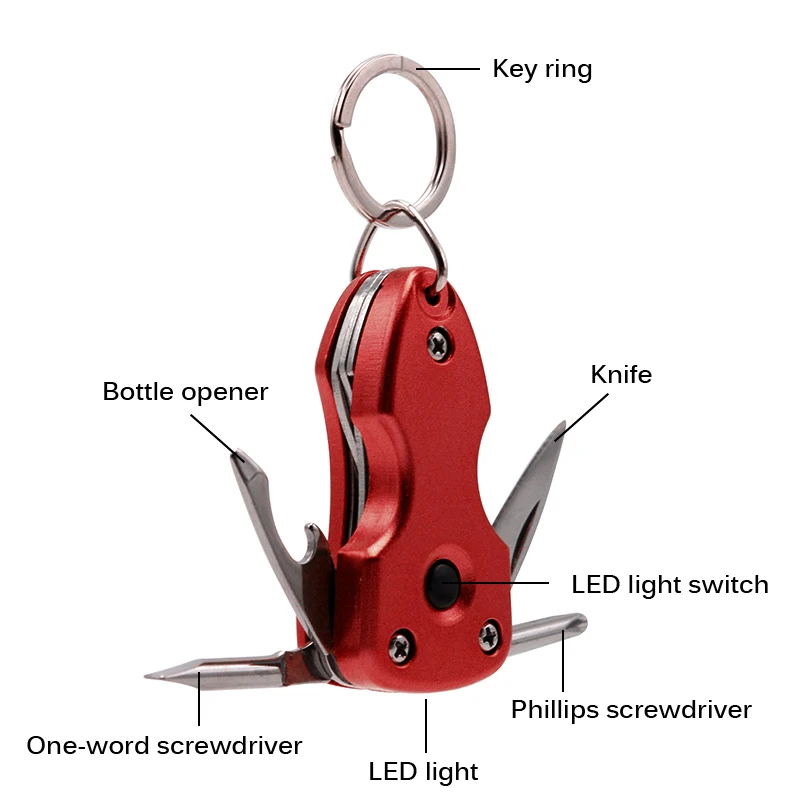 7 в 1 складной нож брелок практичный складной нож карманные инструменты плоскогубцы отвертка со светодиодным светильник для отдыха на природе Инструменты для повседневного использования