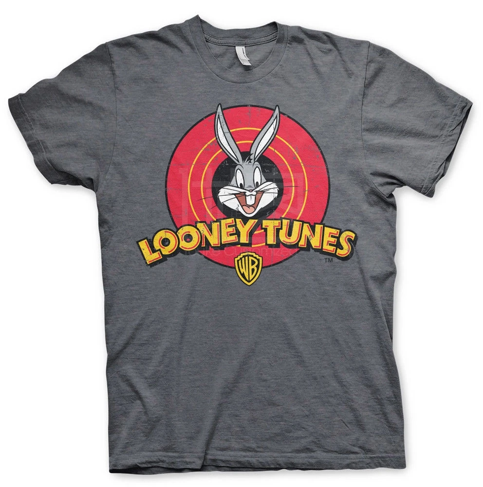 Looney Tunes логотип Bugs Bunny Даффи Дак Винтаж Toons официальная серая мужская футболка с