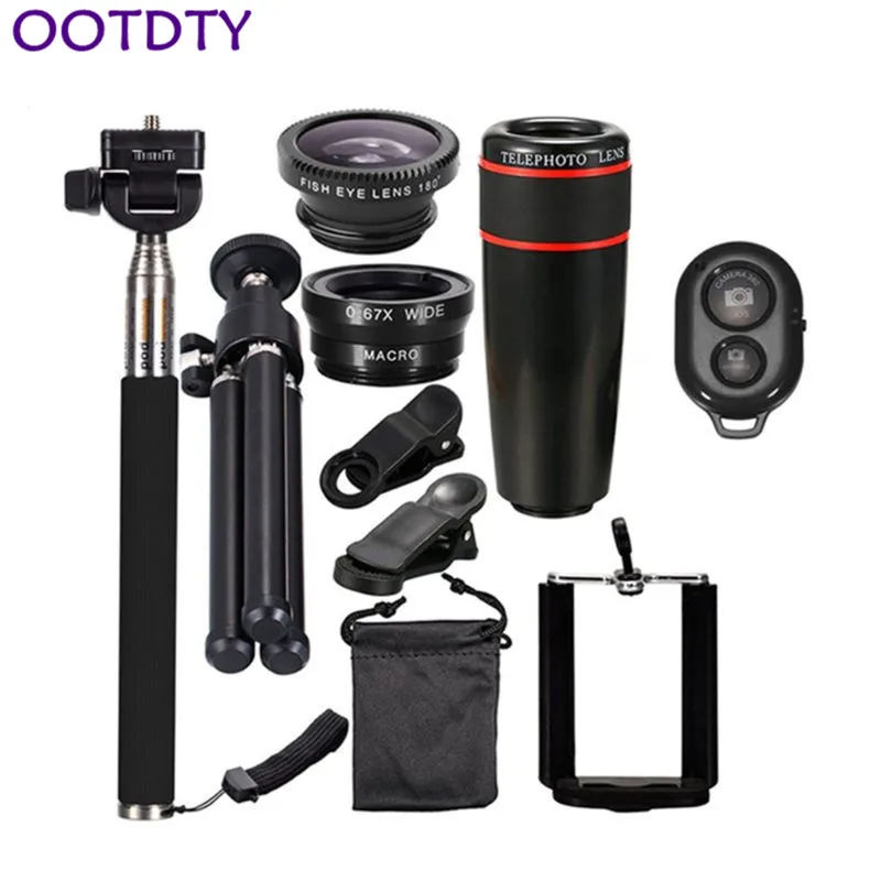 

All in 1 Accessories 8X/12X Phone Camera Lens Top Travel Kit For iPhone Samsung Galaxy HTC Xiaomi Huawei Smart Mobile Phones