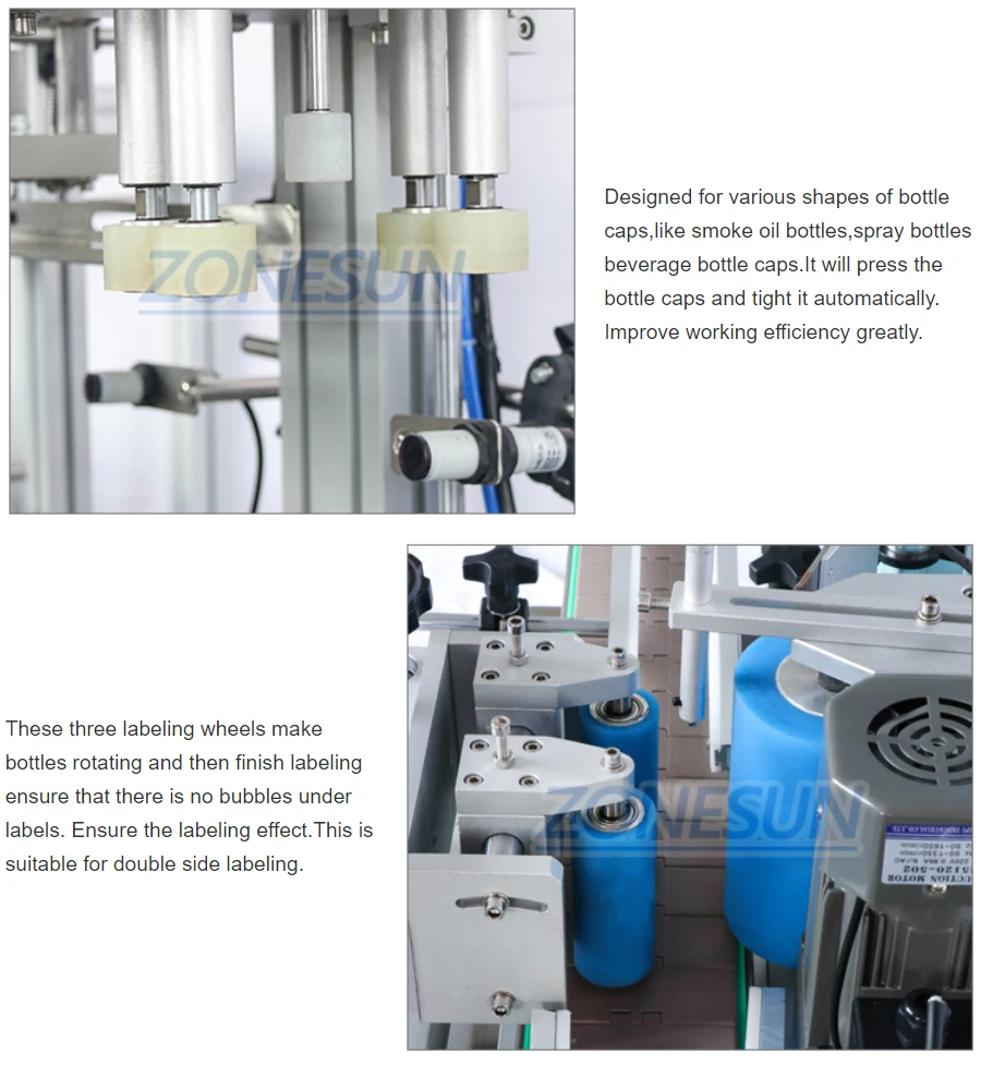 ZONESUN ZS-FAL180C10 Production Line Peristaltic Pump Liquid Filling Capping And Labeling Machine Line With Vibratory Bowl