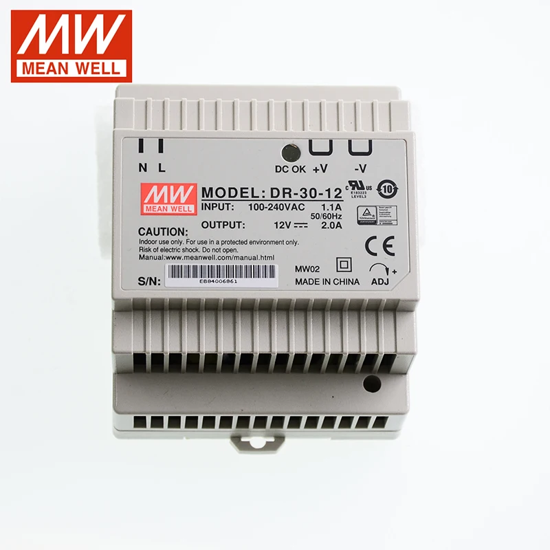 Оригинальный MEAN WELL DR-30-12 24 Вт 12 В din-рейка блок питания 110 В/220 переменного тока до