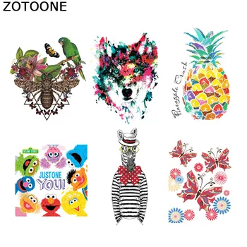 

ZOTOONE Cartoon Animal Iron on Applique Stripe Stickers on Clothes DIY Heat Transfer Washable Application Thermo Patches J