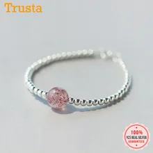 Trustdavis Мода 925 стерлингового серебра Сладкий розовый Клубника Кристалл бусины браслет подарок для женщин девочек свадебные украшения DS2258