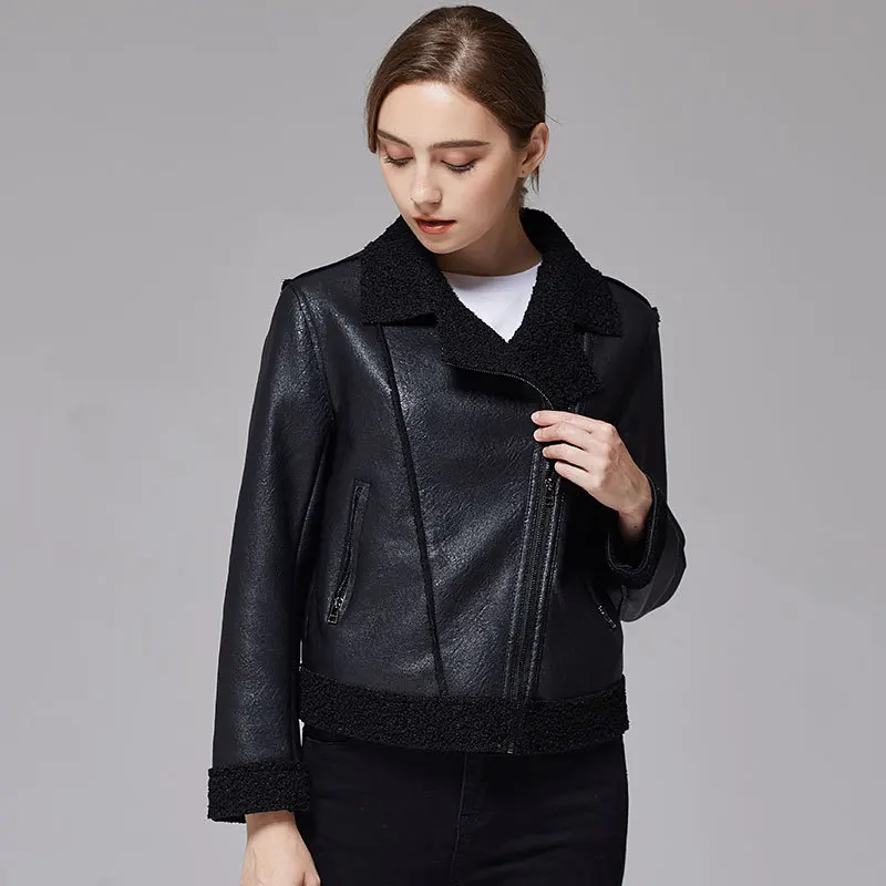 XL-5XL Женская плюс бархатная кожаная куртка новые высококачественные модные однотонные локомотивные кожаные куртки для женщин высокого качества