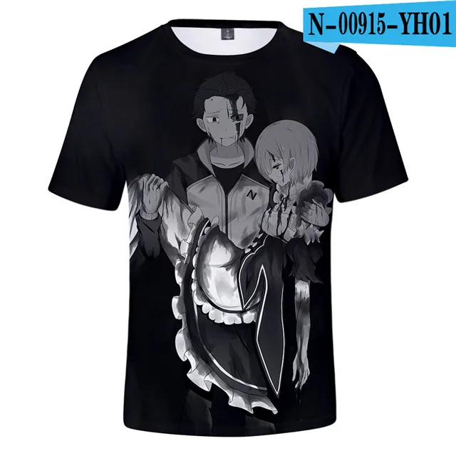 3d-dt117 Re ZERO Starting Life in anthorn World, футболка Rem Ram, женская и мужская футболка с коротким рукавом, футболка для косплея, футболки с аниме, топы, одежда - Цвет: 3d-dt117