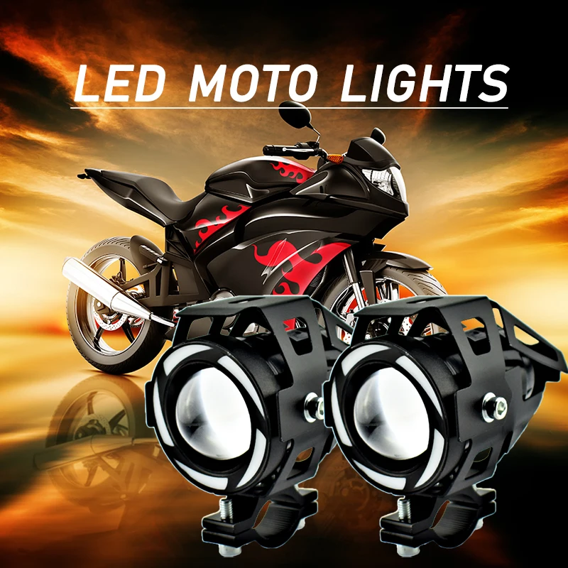 Motorcycle headlights 6500k super bright work led lights 12v 125w Motorbike Auxiliary led head lightsU7 5colors LED Spotlights