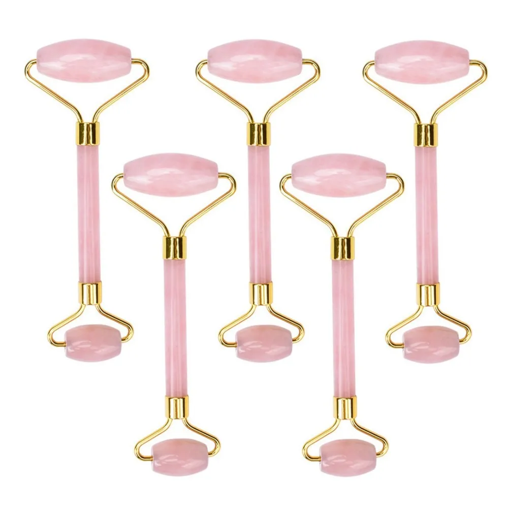 5 шт./лот натуральный розовый кристалл кварца уход за кожей лица ролик глаз лицом