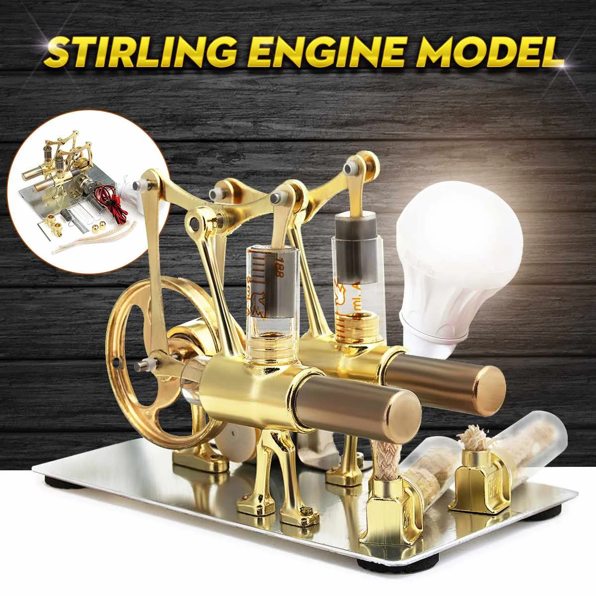 

Hot Mini Stirling Engine Heat Steam Education Double Cylinder Engine Model Scientific Power Generation Experimental Toy