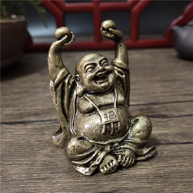 Statue de bouddha porte-bonheur en Bronze, ornements en résine chinoise Feng Shui Maitreya, Sculpture de bouddha, décoration de la maison 2