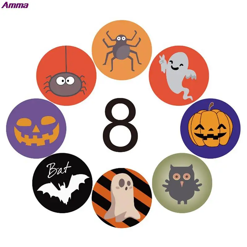 Hot sale 500Pcs/Roll 1 inch/2.5cm Halloween Christmas Pumpkin Decor Labels Seal Stickers DIY Gift Paper Sticker