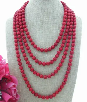 

S041301 100" 10mm Red Gems Stone Necklace