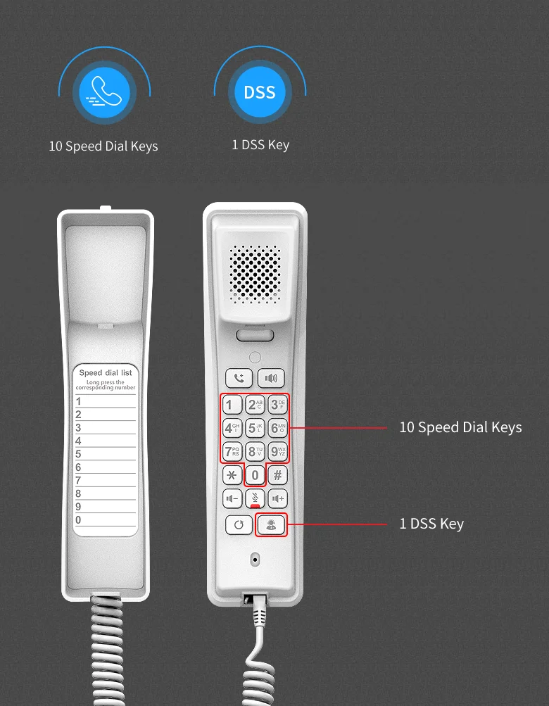 PoE Powered Wall Mounted Waterproof Smart Hotel VoIP phone Office Desktop SIP Telephone System Support 2 SIP Lines
