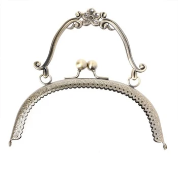 

Alloy Purse Frame Handle for Women Clutch Bag Handbag Accessories Round Making Kiss Clasp Lock Antique Bags Hardware 16.5cm
