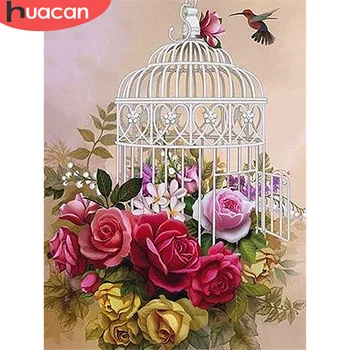 

HUACAN Diamond Embroidery Mosaic Rose Cross Stitch Diamond Painting Flower Handmade Rhinestones Decor For Home