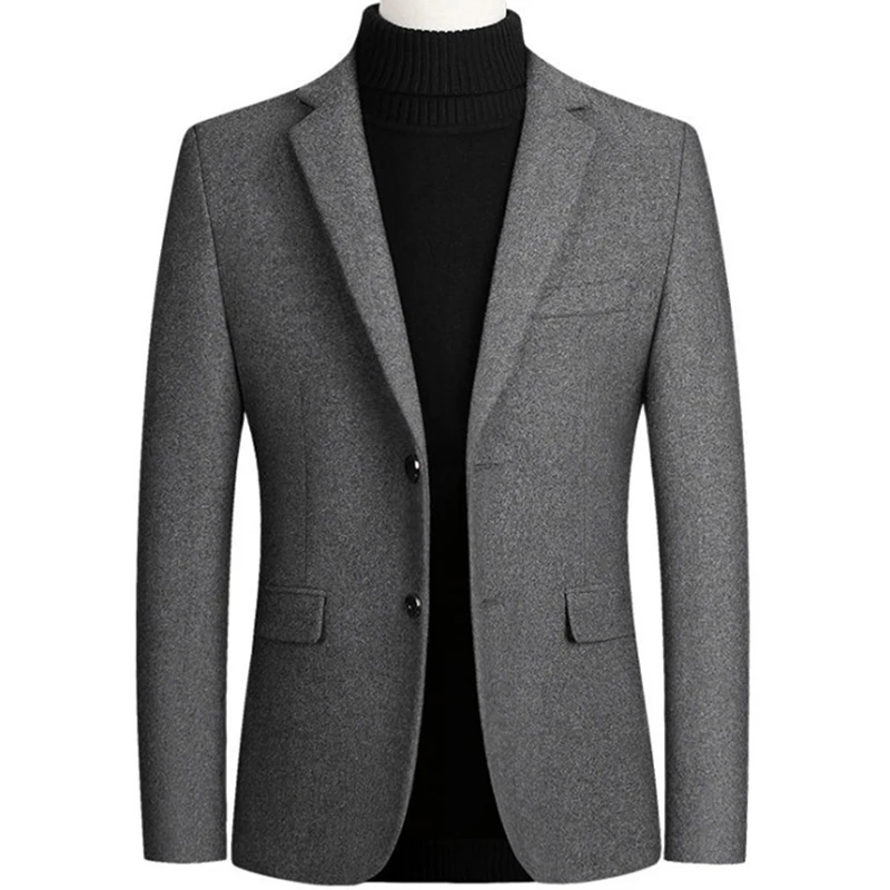 Tanie Nowe wełniane dla mężczyzn Blazer Business Casual Slim Fit Blazers Party ślub mężczyźni sukienka garnitury wełniane płaszcze Blazers terno masculino