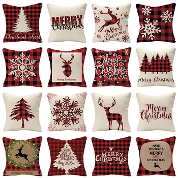 

2020 Good Quality Cotton Christmas Cushion Cover Sofa Pillow Cover Case Seat Car Home Decor Throw Pillowcase Decoration