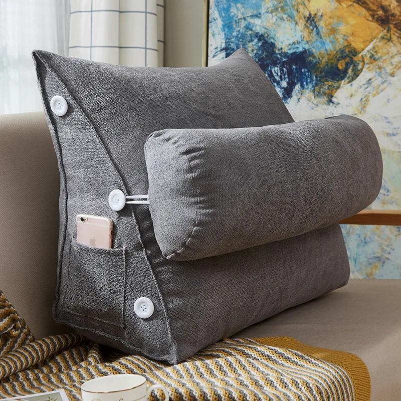 Lovoski Bedrest Reading Pillow Velvet Back Support Cushion for Sofa Bed 