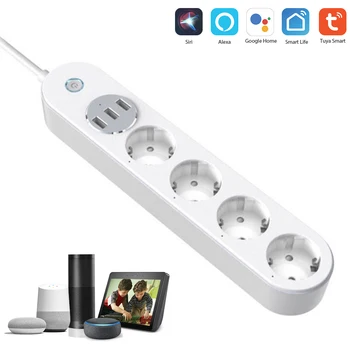

Smart Home Tuya Wifi Smart Socket 4 Socket 3 USB Port 2.4GHz WiFi Timing Smart Electrical Sockets APP Remote Control Work Alexa
