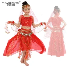 Стиль, детский костюм для танца живота, костюмы для восточных танцев, одежда для танца живота, индийские танцевальные костюмы для детей, 6 цветов