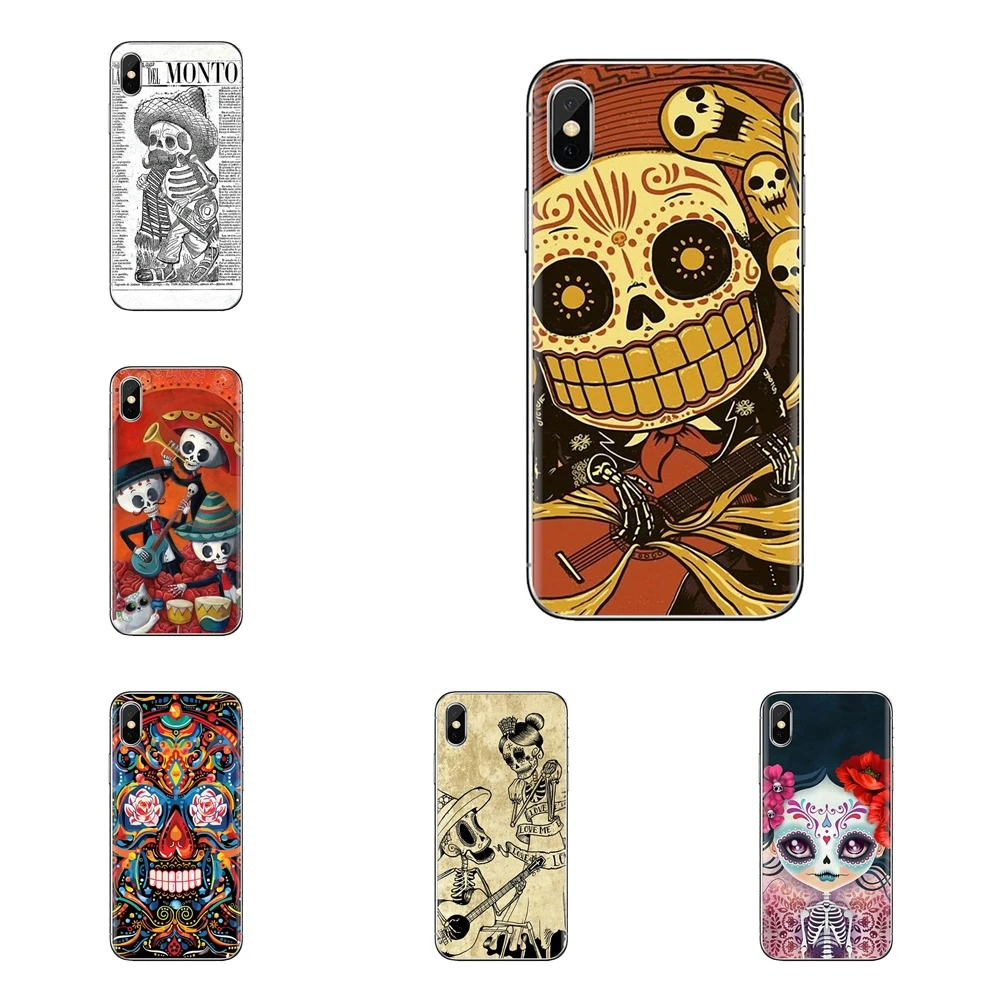Для iPod Touch Apple iPhone 4 4s 5 5S SE 5C 6 6S 7 8 X XR XS Plus MAX мексиканский Скелет сахарный череп