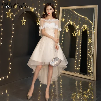 

Sweetheart Strapless Champagne Short Homecoming Dresses 2020 Elegant High Low Two Pieces Prom Dresses For Graduation Party