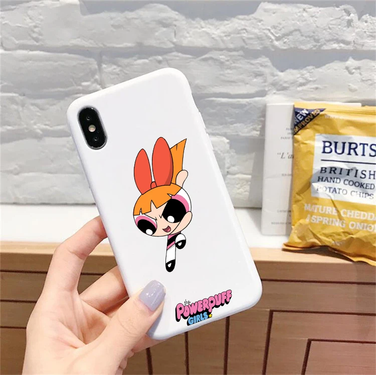 Милый Powerpuff телефон для девочек чехол для iPhone 7 X XS MAX XR 8 6 6s Plus 11Buttercup Bubbles карамельный цвет мягкая задняя крышка - Color: BHSR-24017