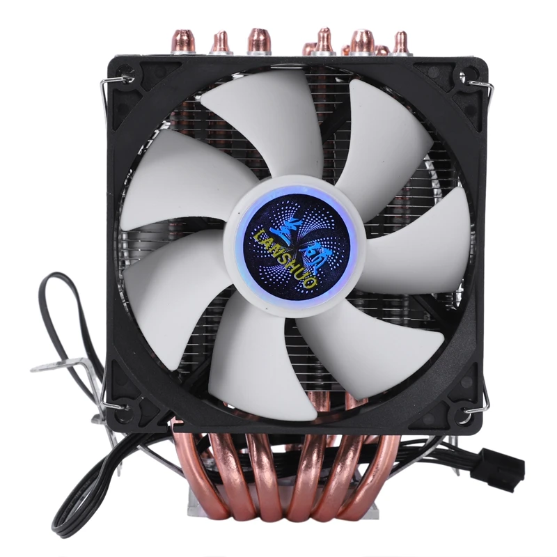 Lanshuo 6 Heat Pipe 3 Wire Without Light Double Fan Cpu Fan Radiator Cooler Heat Sink For Intel Lga 1155/1156/1366 Cooler Heat S
