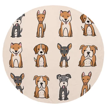 

Super Soft Plush Flannel Blanket Smile Puggy Cartoon Cute Blankets Round Throw Blanket for Beds