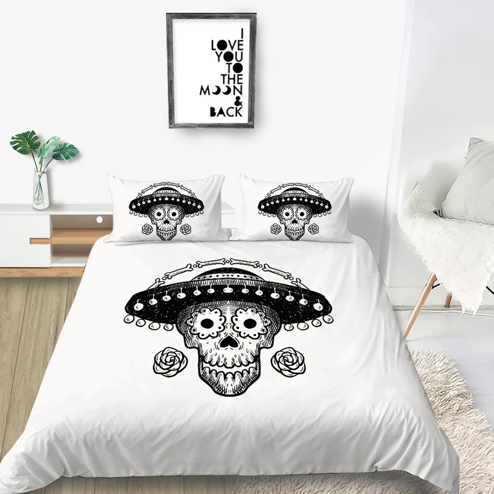 Colorful Skull Bedding Set King Size Fashionable Scary Duvet Cover Flame Queen Twin Full Single Double 1 Colorful Skull Bedding Set King Size Fashionable Scary Duvet Cover Flame Queen Twin Full Single Double 3