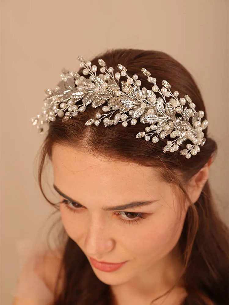 Bridal Crown Trendy Preal Rhinestone Luxury Alloy Leaf Wedding Hair Accessories For Women Brides Headdress Handmade Headpiece hair accessories bridal hair accessories crown headband