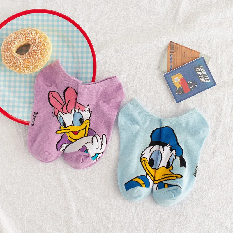 Cotton Socks Girls Socks Disney Sock Mickey Minnie Short Woman Kawaii Donald Duck Dasiy Dumbo Cotton Girl Women Ankle Low Female Boat Socks