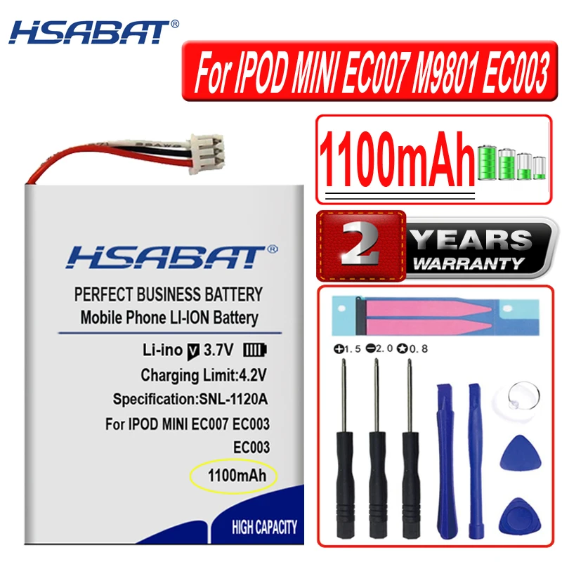 Аккумулятор HSABAT 1100 мАч для IPOD MINI EC003 EC007 M9804 M9801 M9802 M9806 W065 M9807 A1051 M9805 4 Гб MP3/4 1-го 2-го
