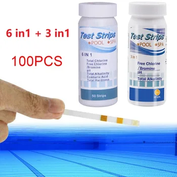 

50pcs 6in1+ 50pcs 3in1 Chlorine Dip PH Test Strips For Hot Tub SPA Swimming Pool