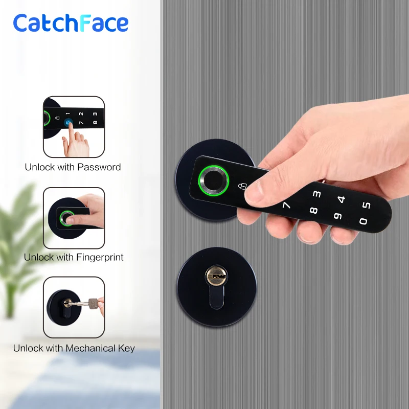 Kopen Elektronische Handvat Smart Lock Vingerafdruk Biometrische Digitale Code Keyless Deurslot Voor Thuis Compatibel Met Verschillende Insteekslot