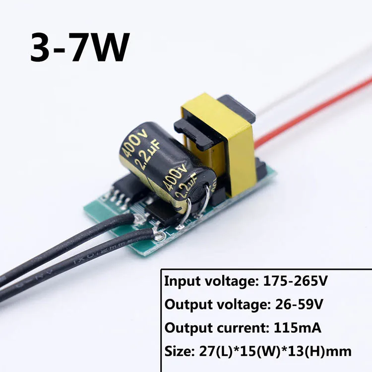 3-7W 10pcs 10 шт. светодиодный неизолированный драйвер 3-7 Вт 7-9 Вт 9-12 Вт 12-18 Вт 115ма Светодиодный источник питания AC175-265V Трансформаторы освещения для smd светодиодная лампочка - Цвет: 3-7W 10pcs